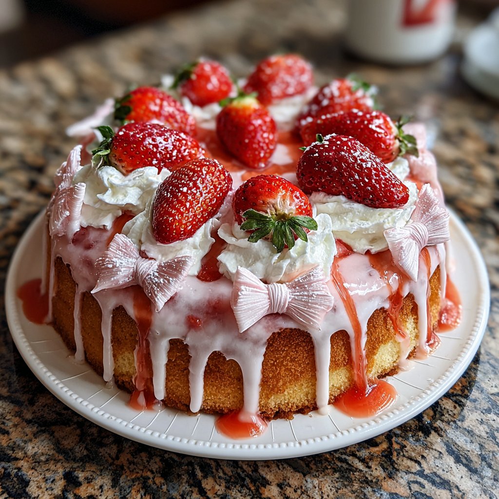 Strawberry Birthday Cake with Bows