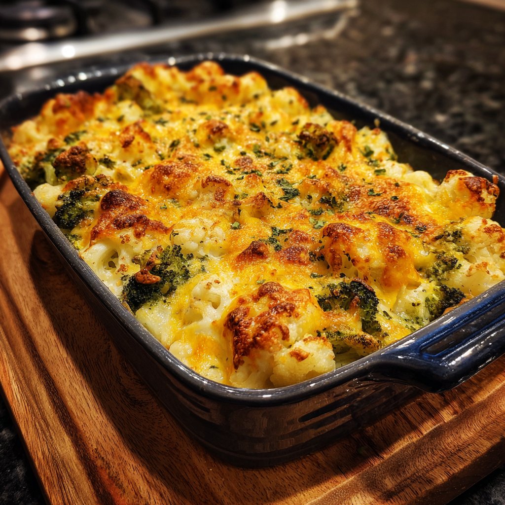 Cheesy Cauliflower and Broccoli Bake